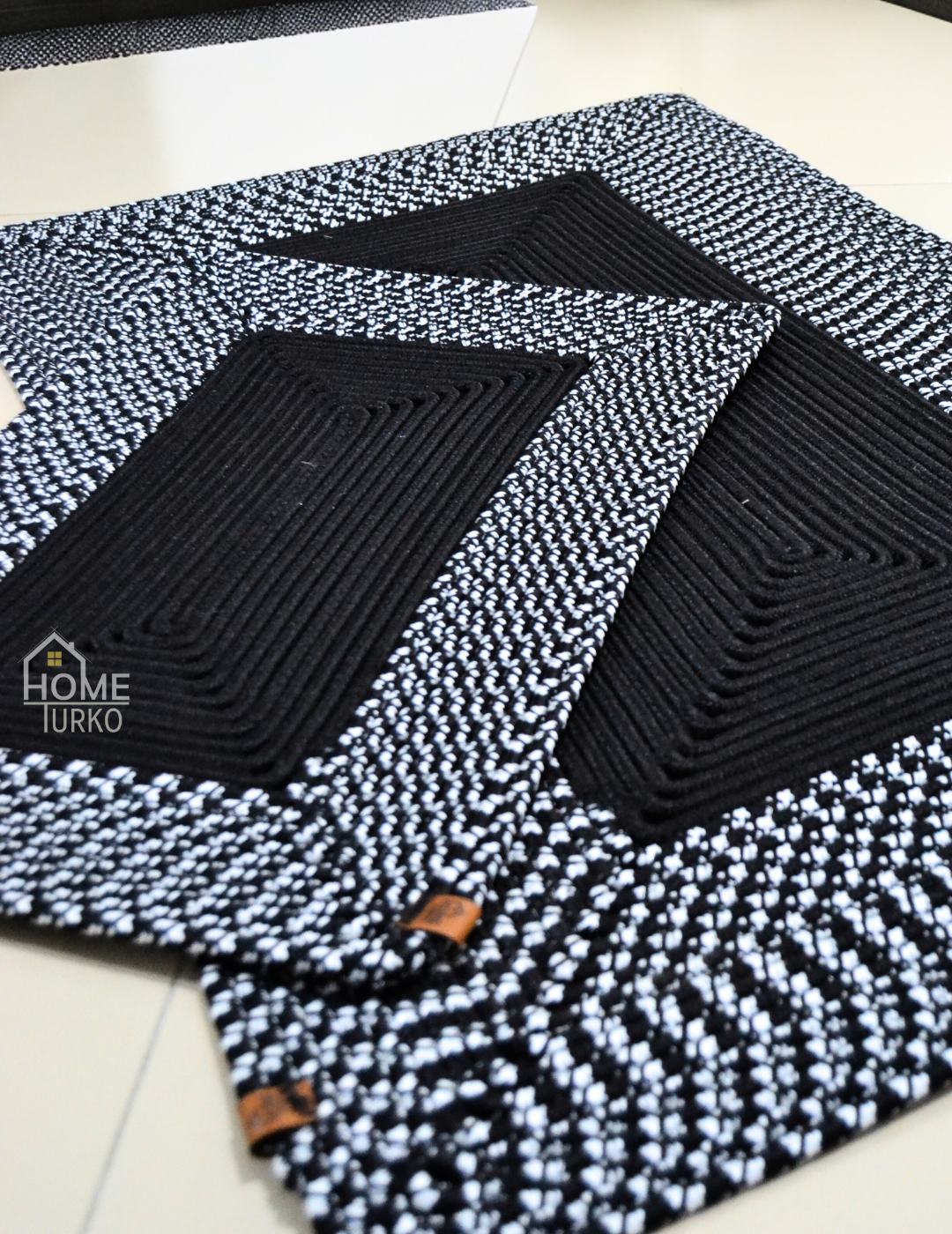 Double Jute Bohemian Bathroom Mat Set