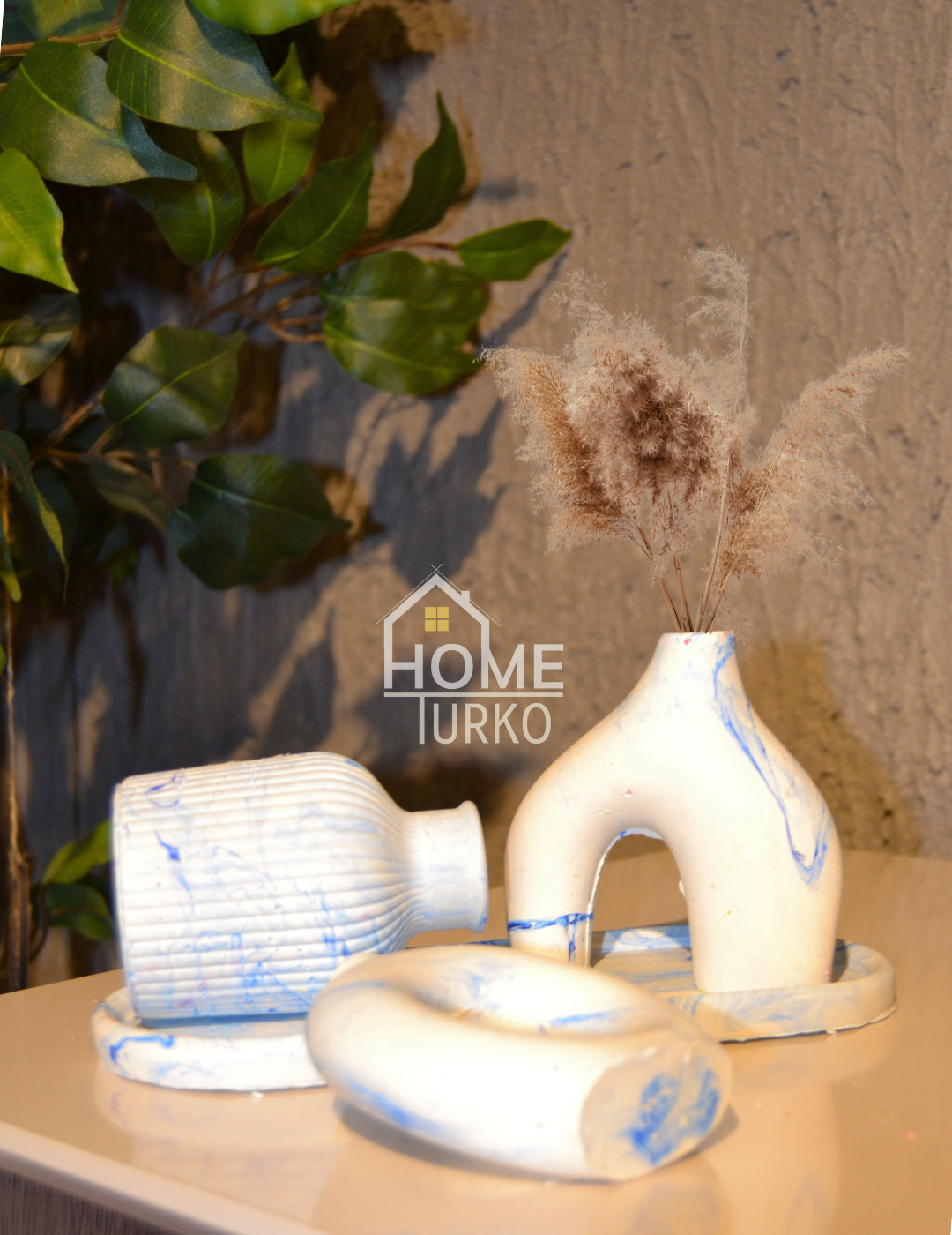 Four-Piece Bohemian Figurine and Ornament Vase Set