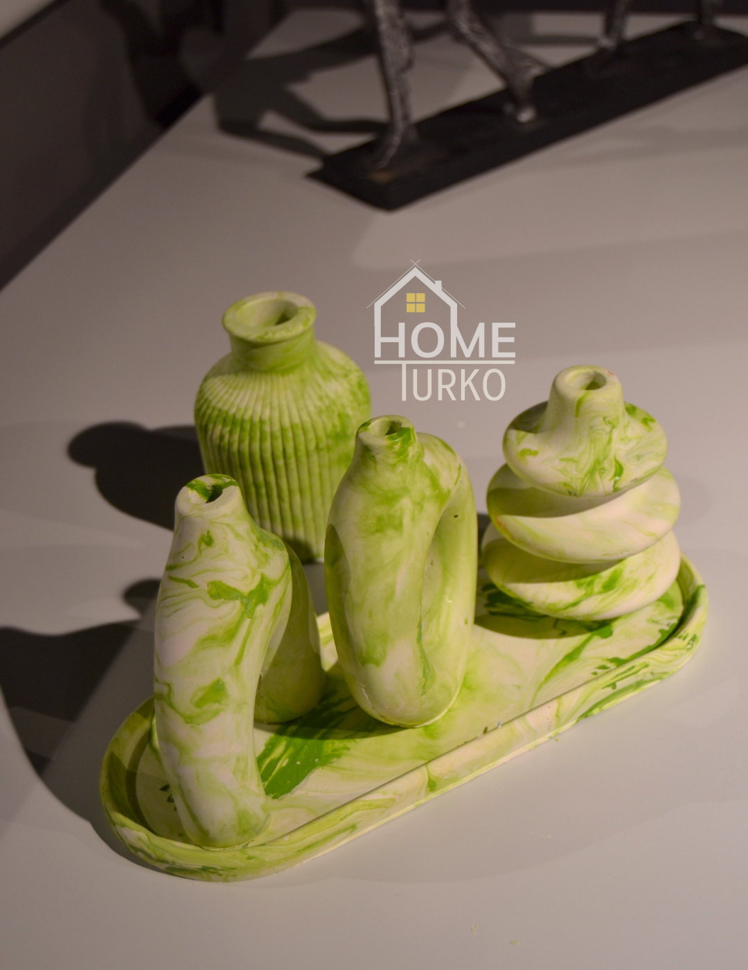 Five-Piece Bohemian Figurine and Ornament Vase Set