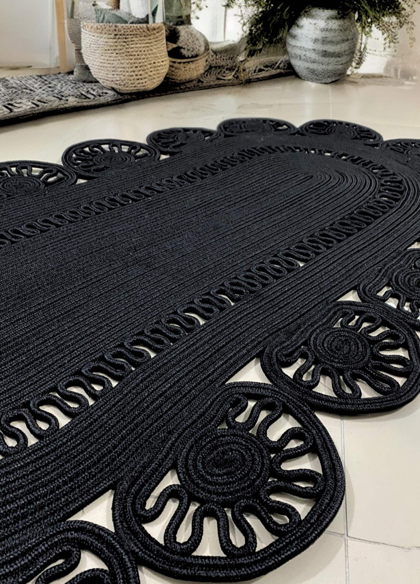 Jute Bohemian Carpet & Rug & Mat