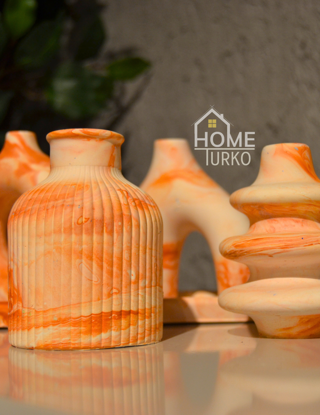 Five-Piece Bohemian Figurine and Ornament Vase Set