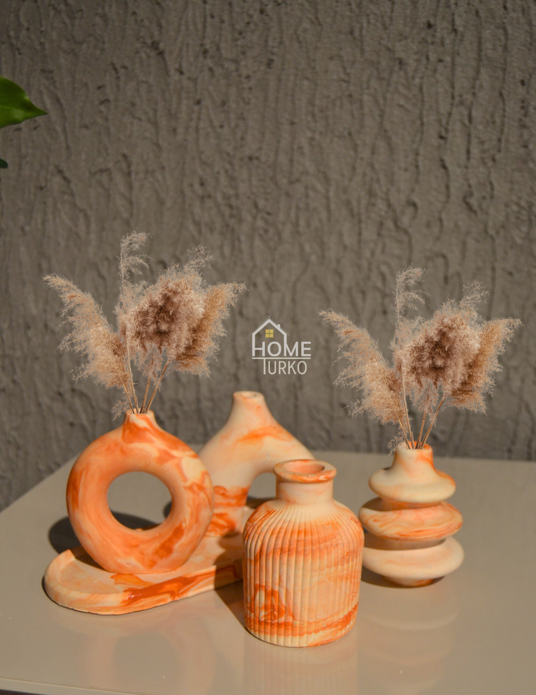 Five-Piece Bohemian Figurine and Ornament Vase Set