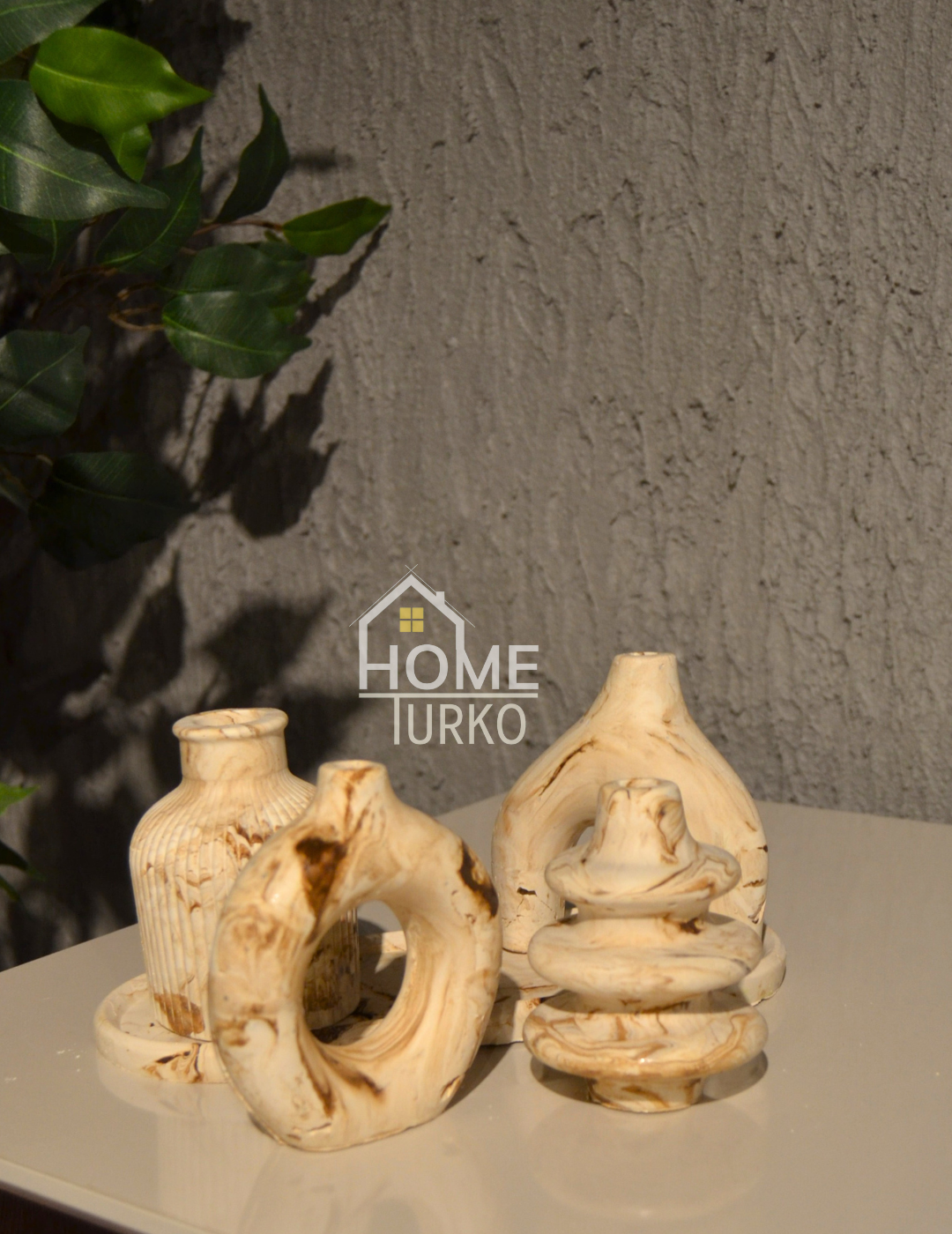 Five-Piece Bohemian Figurine and Ornament Vase Set