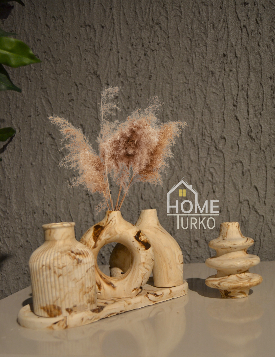 Five-Piece Bohemian Figurine and Ornament Vase Set