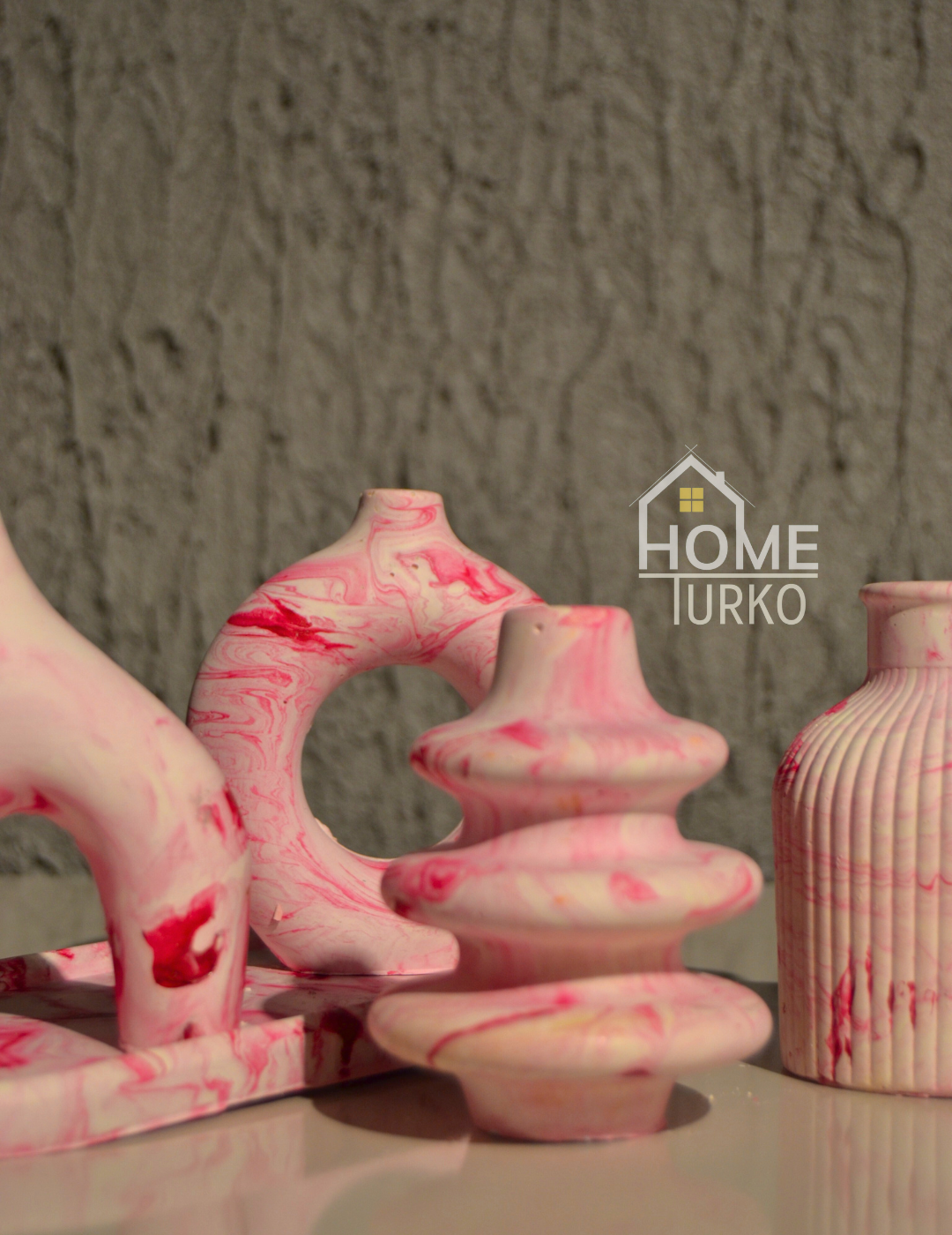 Five-Piece Bohemian Figurine and Ornament Vase Set