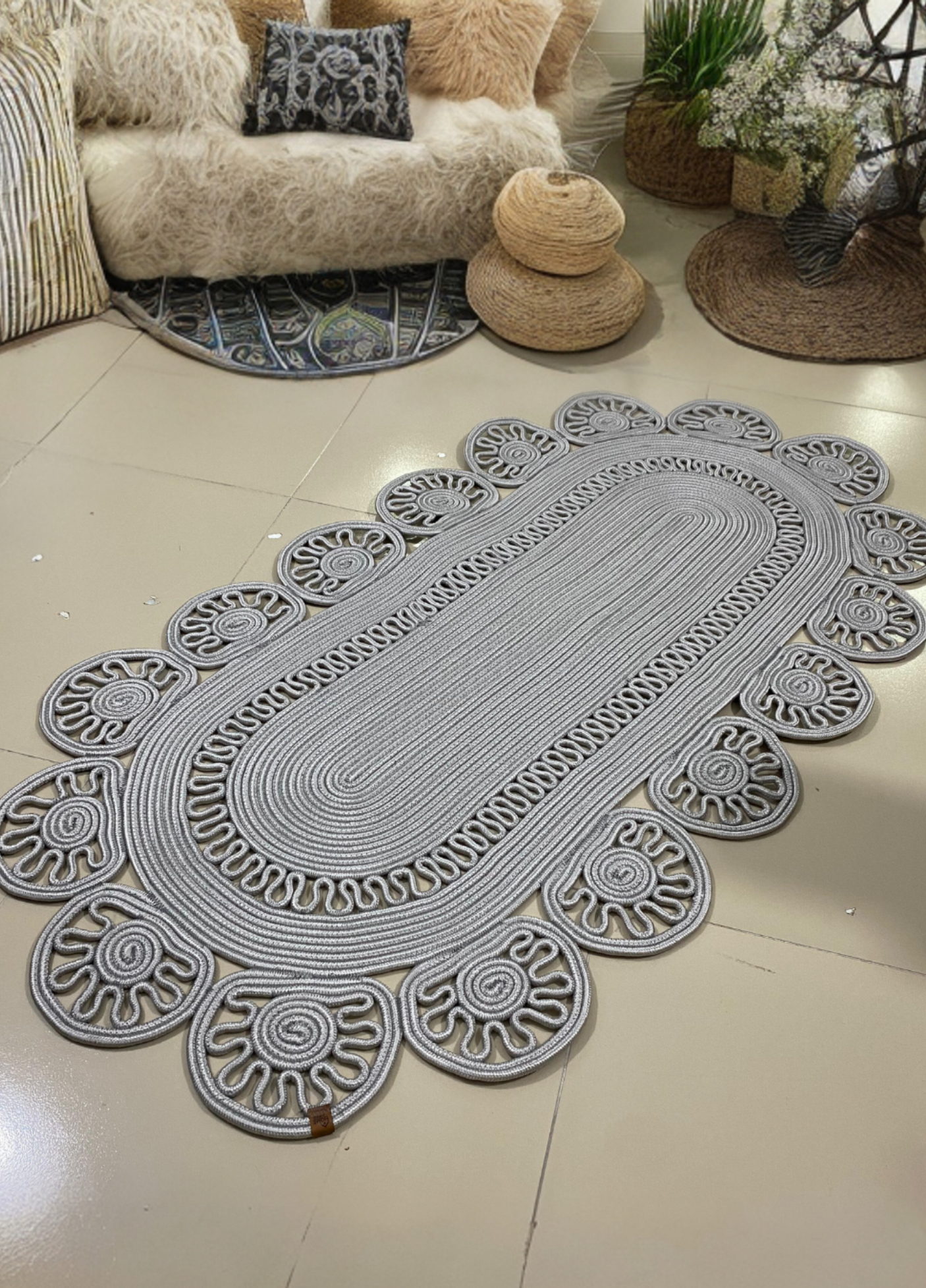 Jute Bohemian Carpet & Rug & Mat