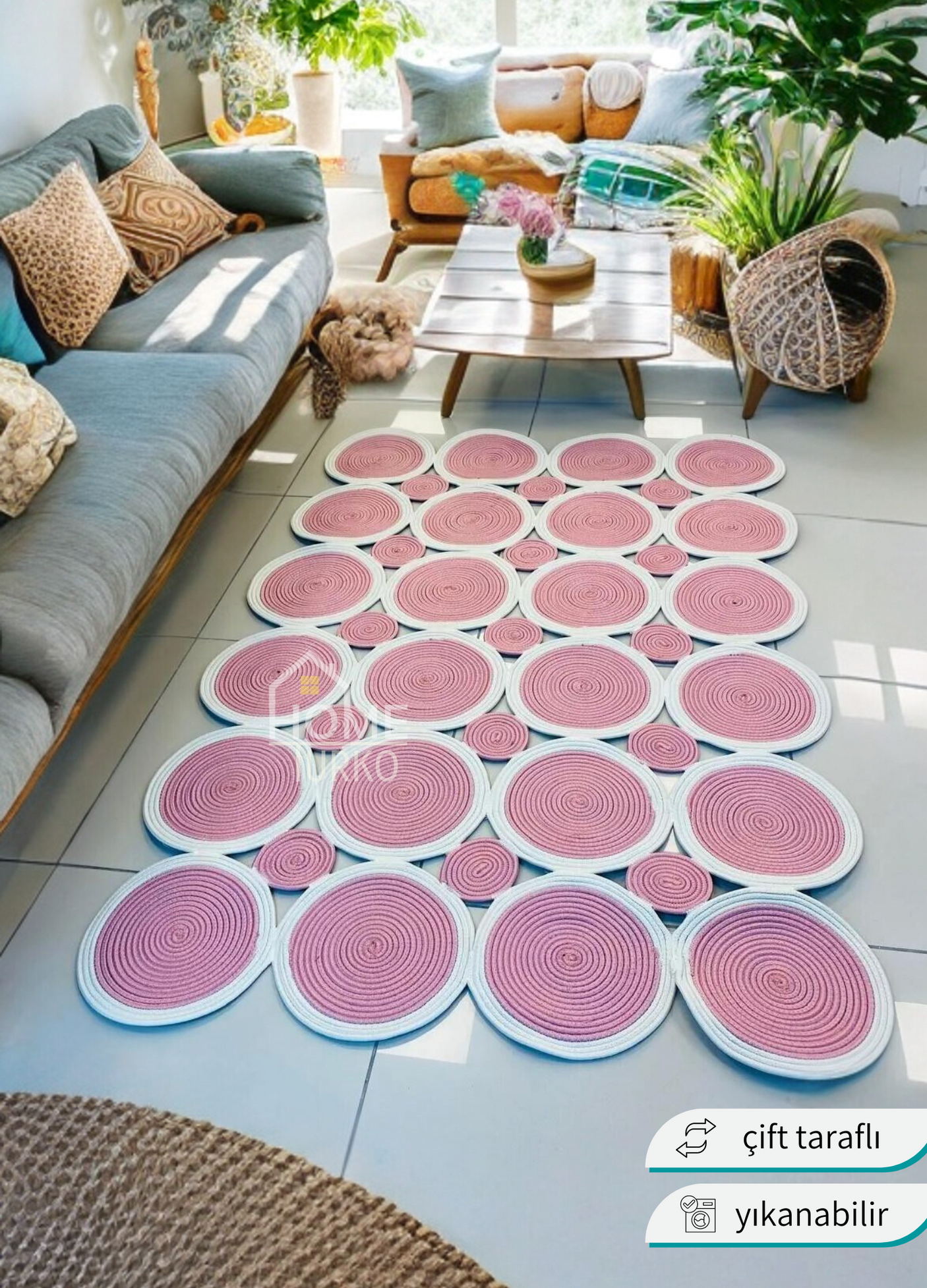 Jute Bohemian Carpet & Rug & Mat