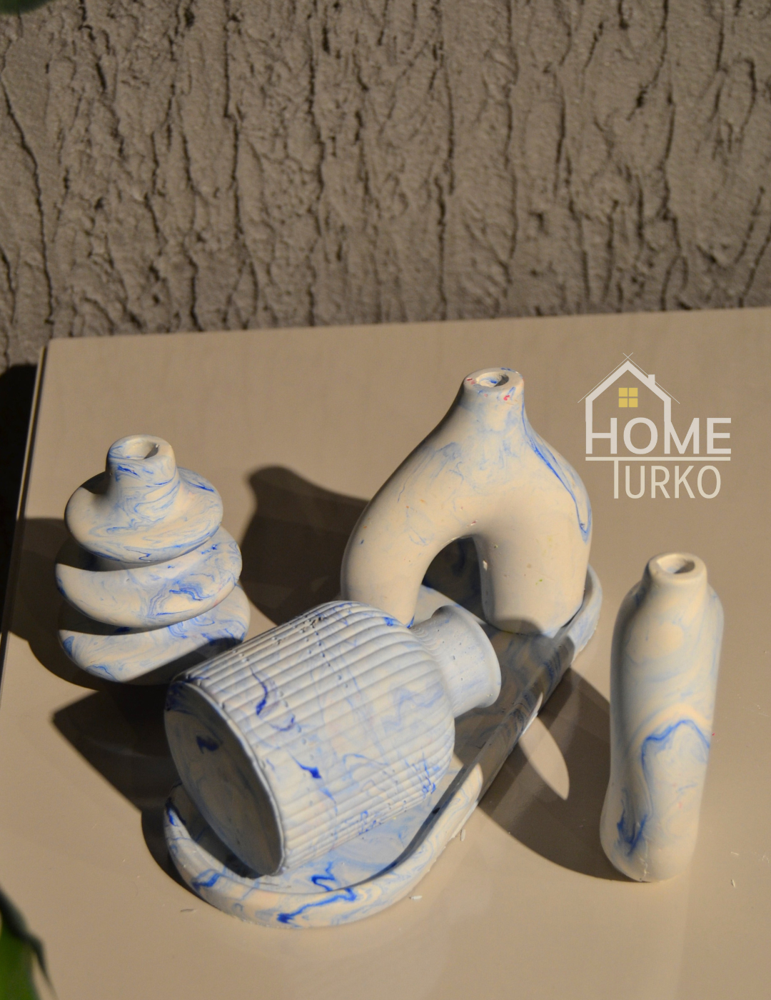 Five-Piece Bohemian Figurine and Ornament Vase Set