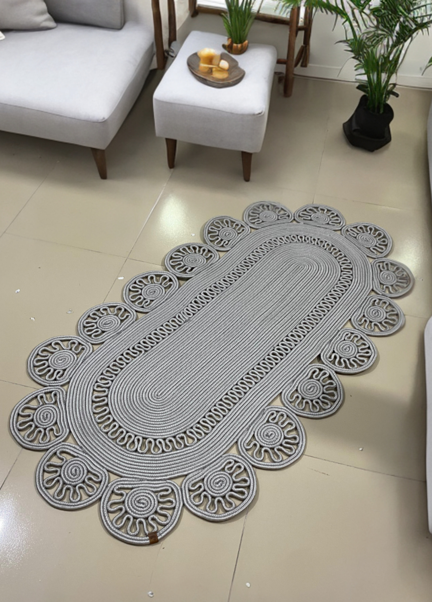 Jute Bohemian Carpet & Rug & Mat