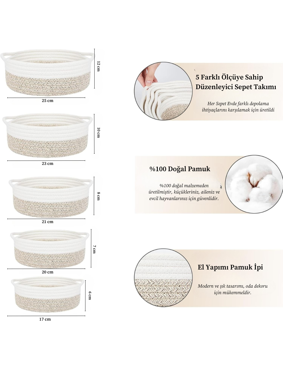 5-Piece Bohemian Organizer Basket Set