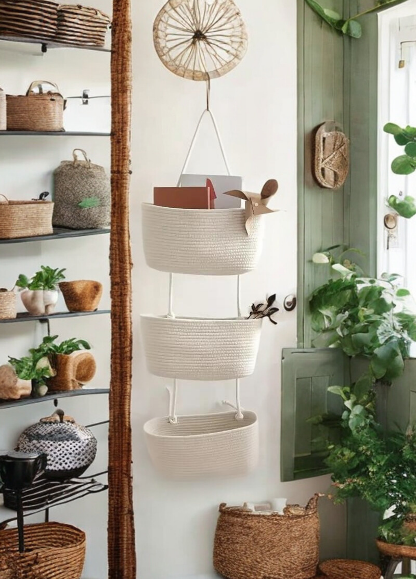 Üçlü Askılı Bohem Sepet