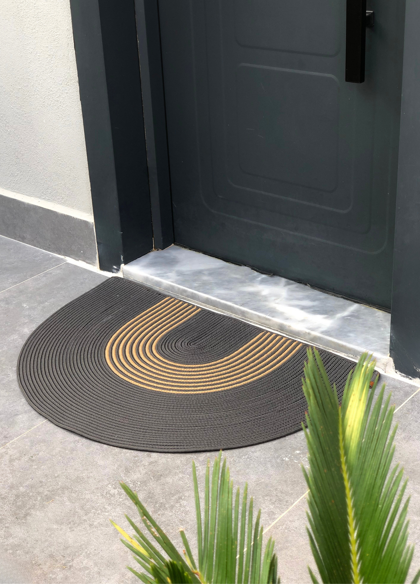 Anthracite Jute Striped Doormat