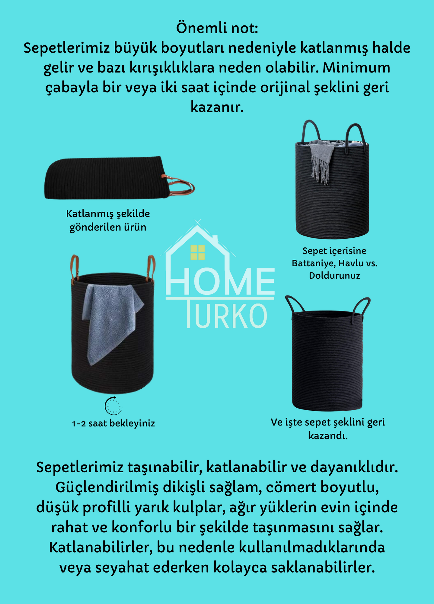 Bohem Kulplu Çamaşır Sepeti / Düzenleyici