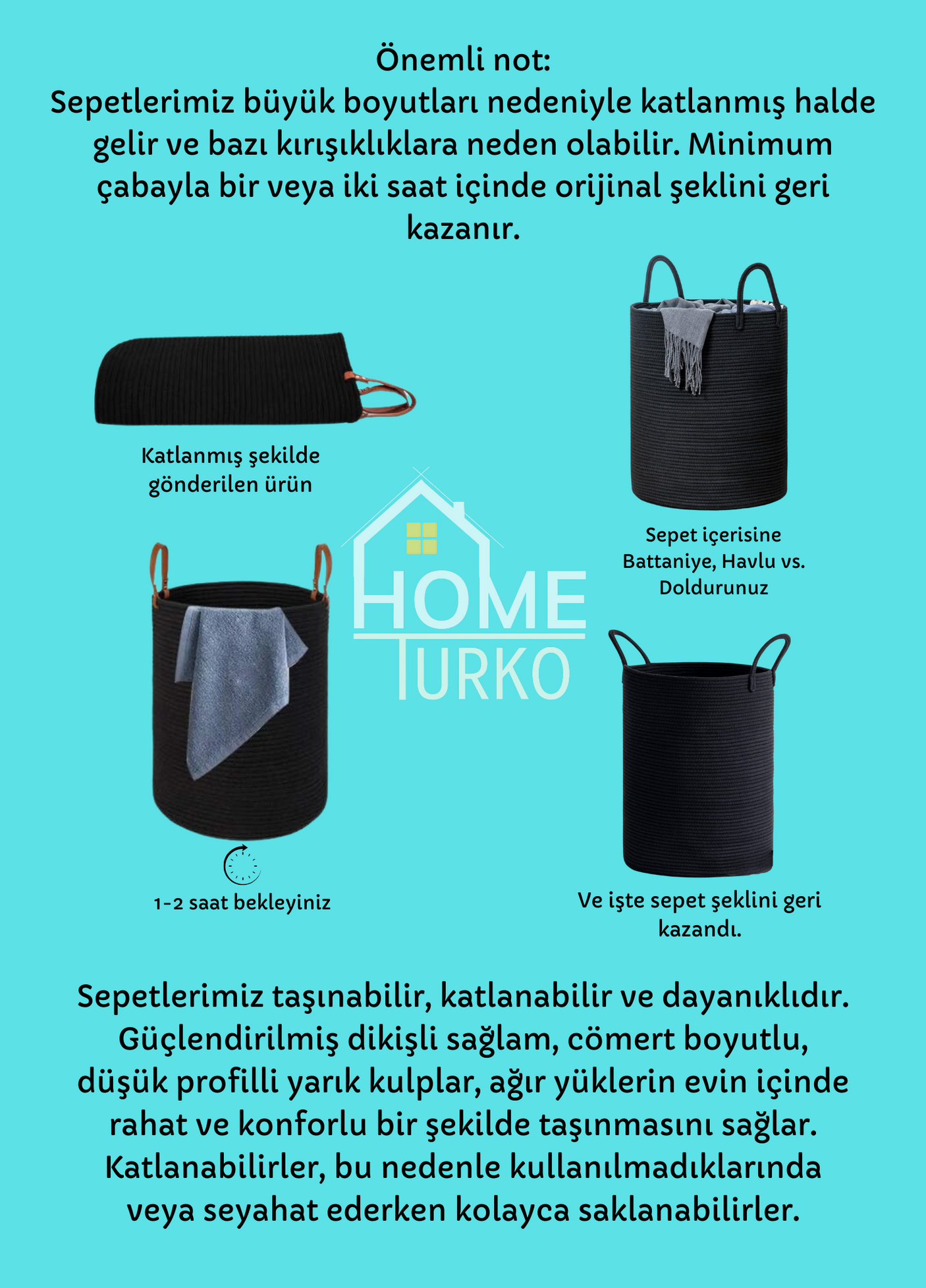 Bohem Kulplu Çamaşır Sepeti / Düzenleyici