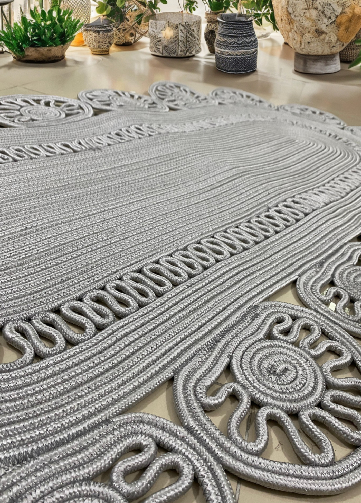 Jute Bohemian Carpet & Rug & Mat