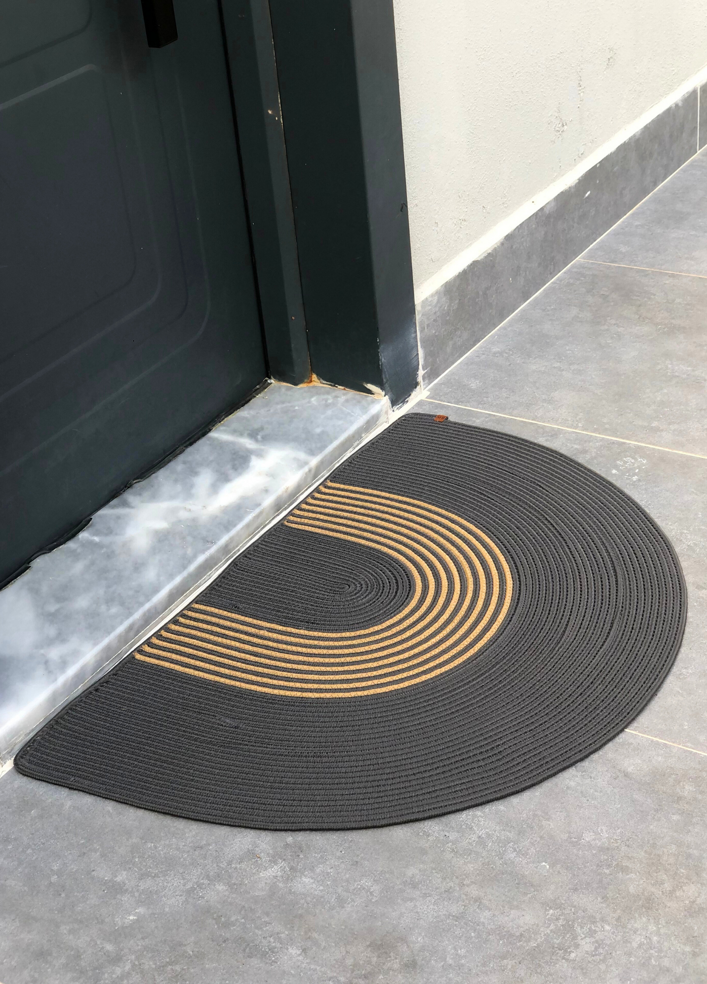Anthracite Jute Striped Doormat