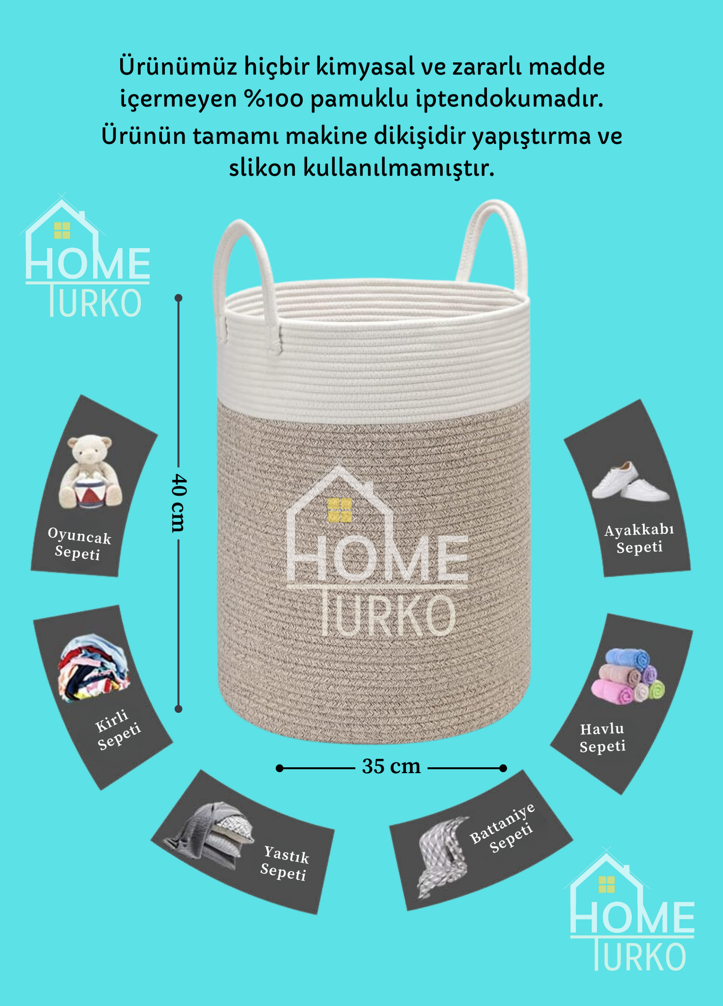 Bohem Kulplu Çamaşır Sepeti / Düzenleyici