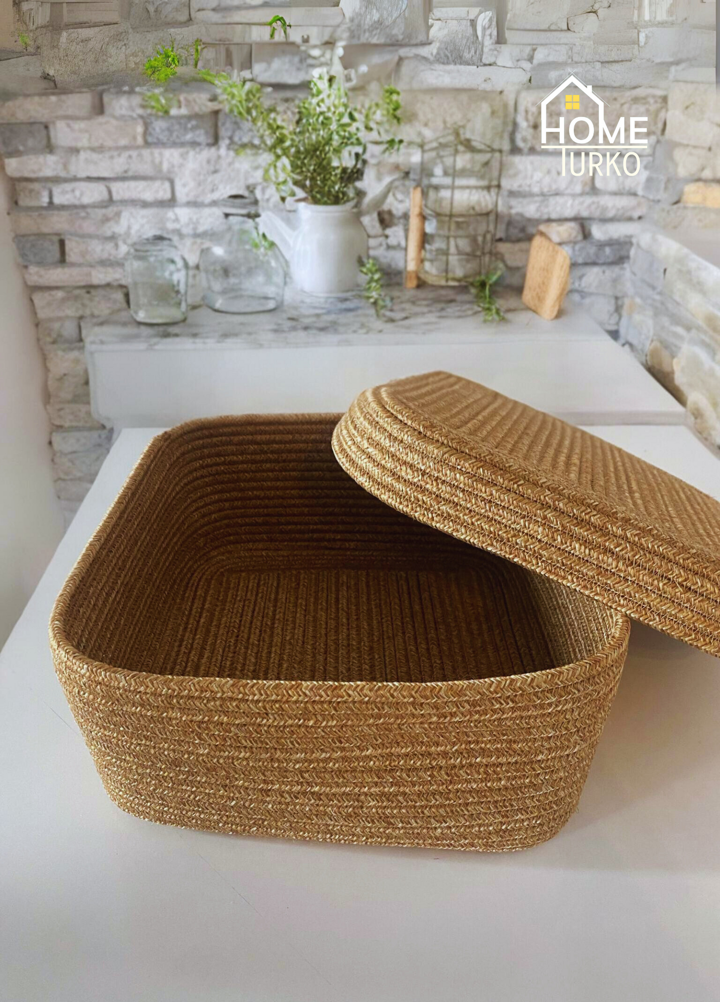 Bohem Kare Kapaklı Sepet / Düzenleyici