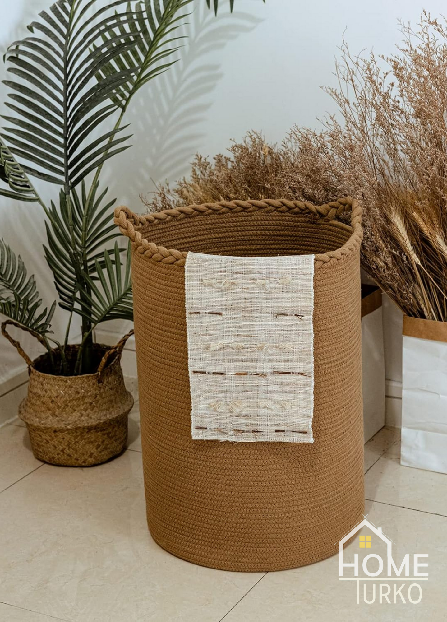 Bohem Kulplu Çamaşır Sepeti / Düzenleyici