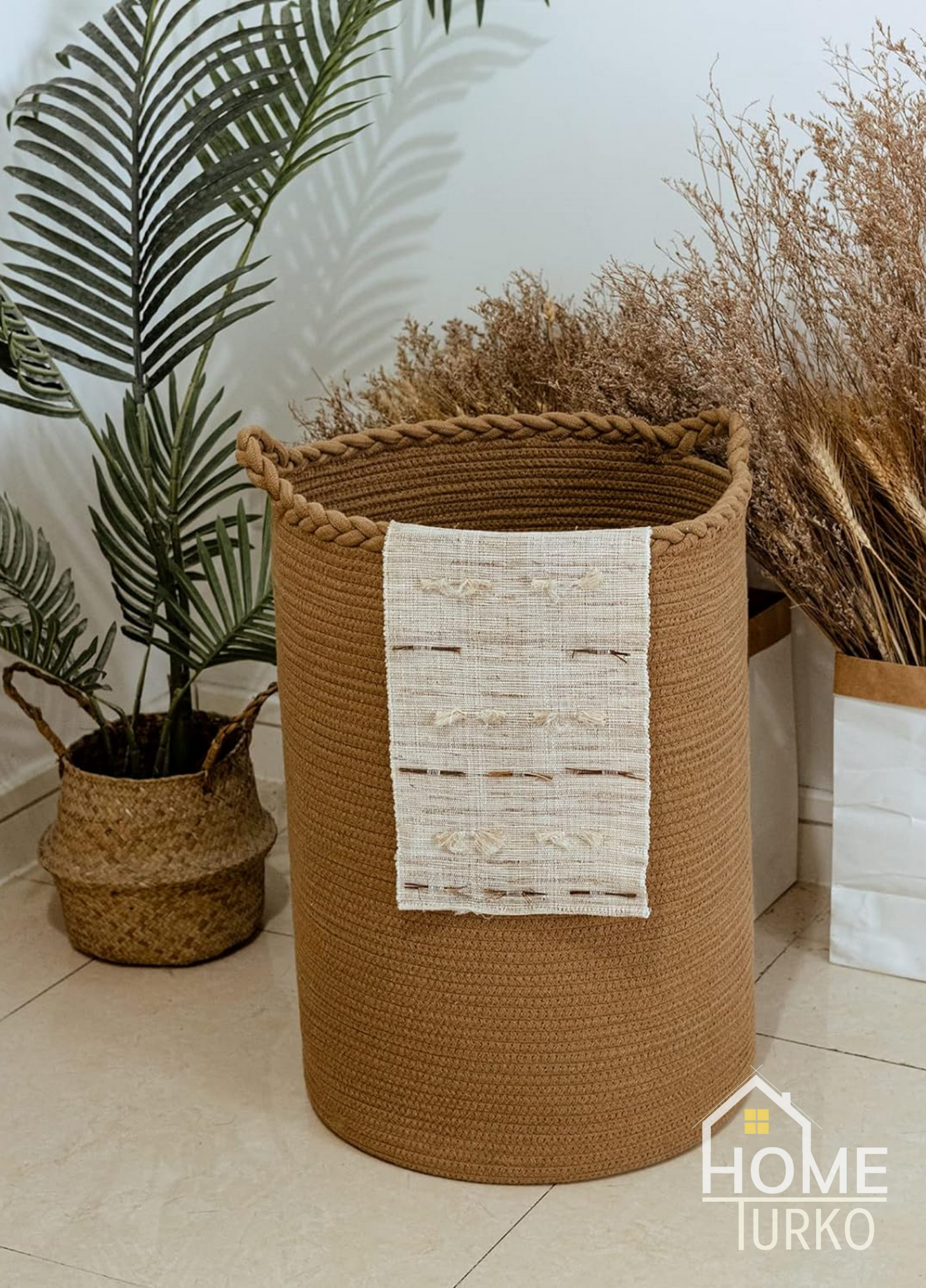 Bohem Kulplu Çamaşır Sepeti / Düzenleyici