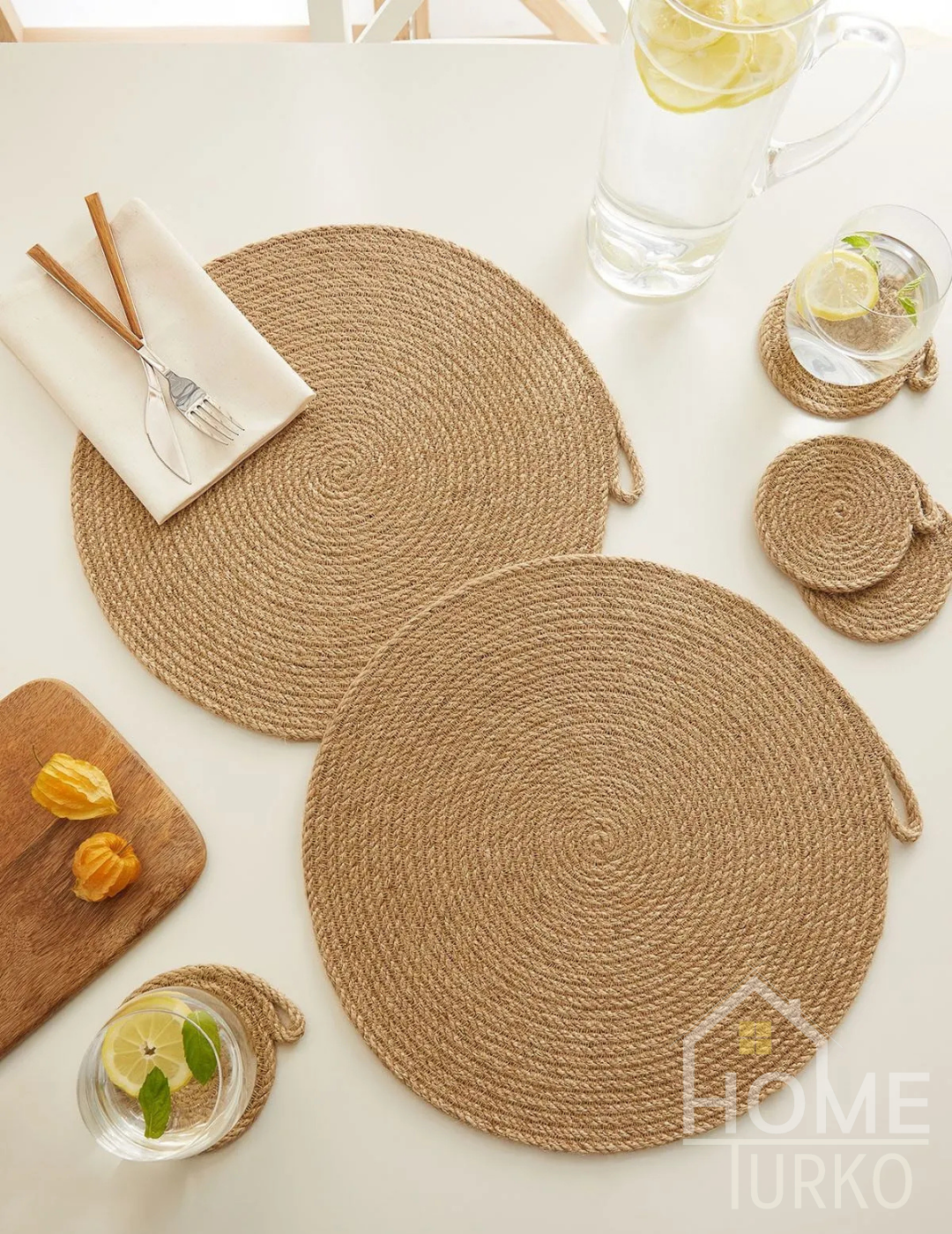 2'li Doğal Jüt Supla / Tabak Altlığı
