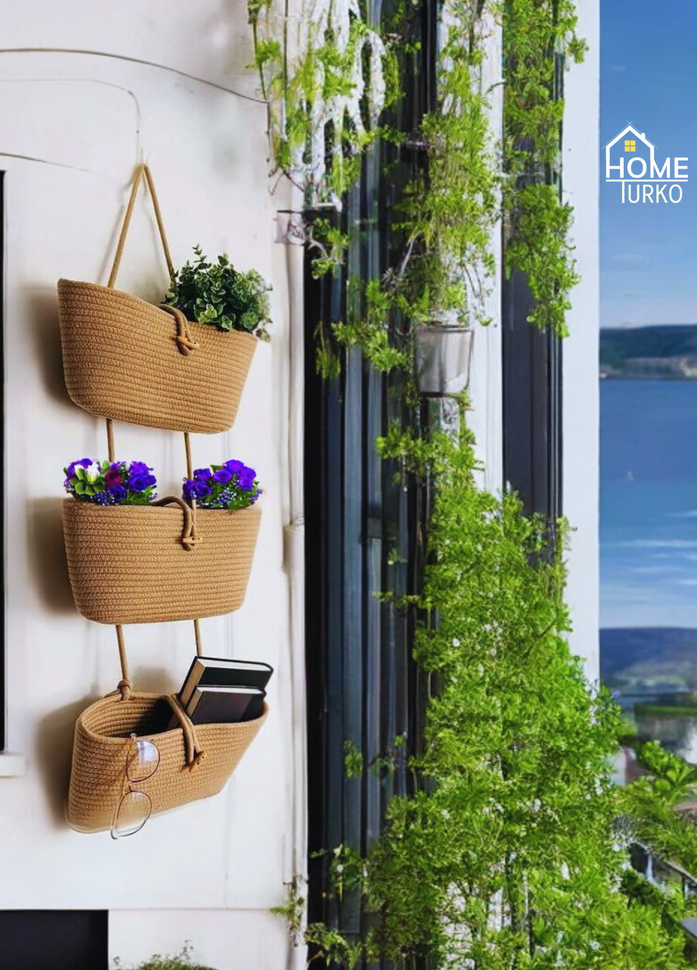 Üçlü Askılı Bohem Sepet