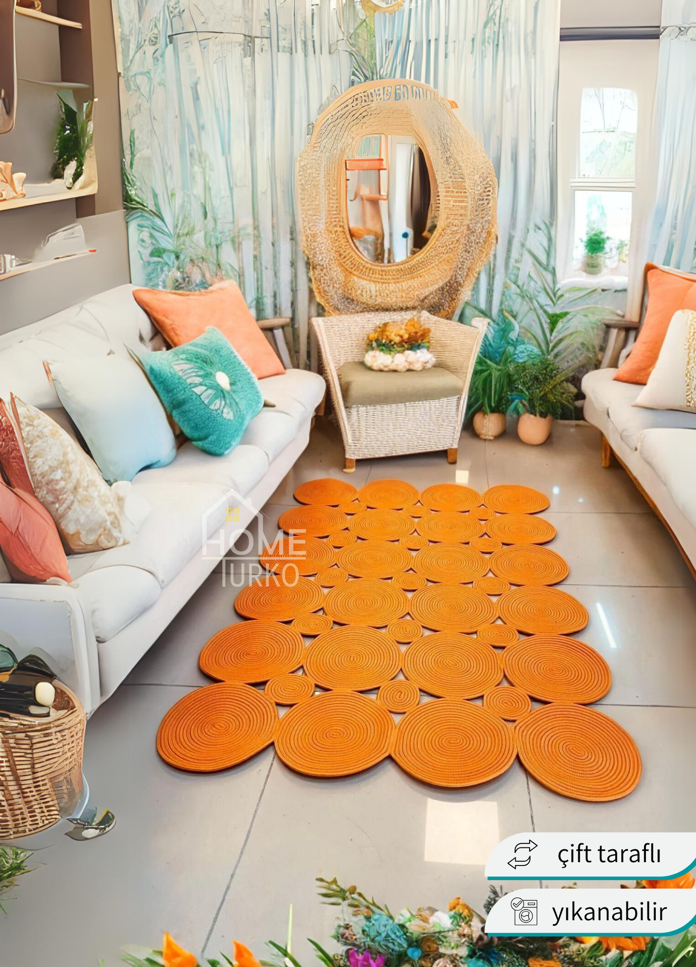 Jute Bohemian Carpet & Rug & Mat