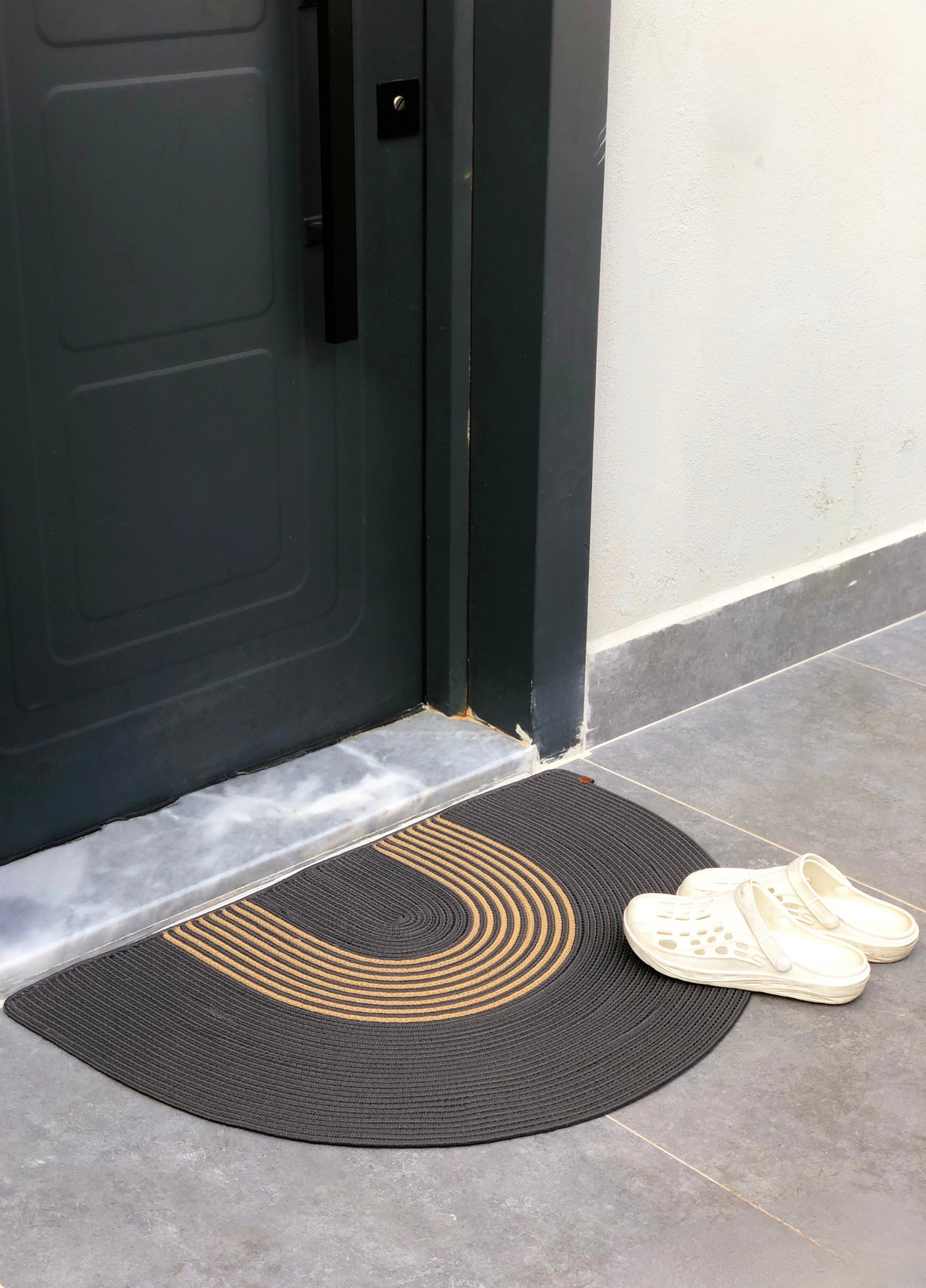 Anthracite Jute Striped Doormat
