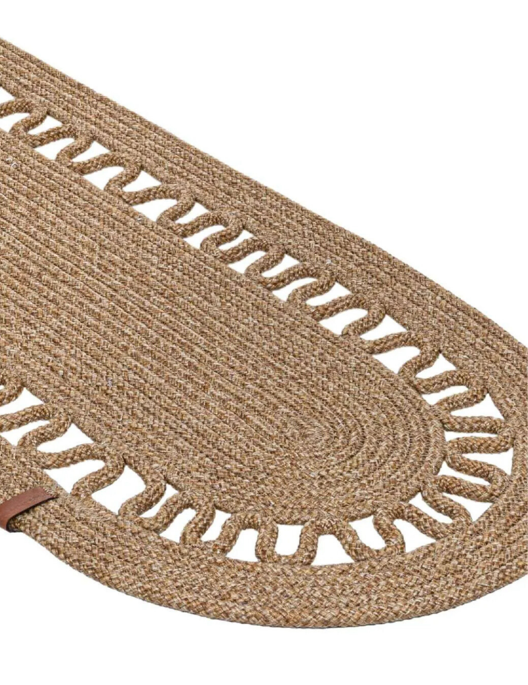 El Örgüsü Jüt Runner Oval Şerit Desenli Masa Sehpa Unite Üstü Dekoratif Örtü (30 X 70 CM)