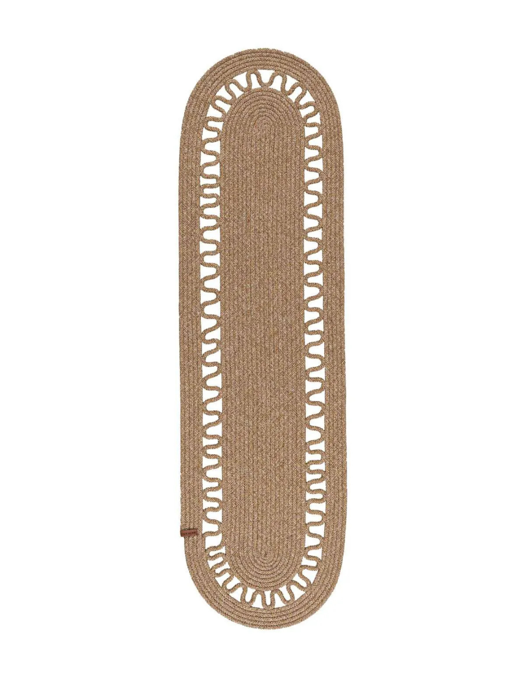 El Örgüsü Jüt Runner Oval Şerit Desenli Masa Sehpa Unite Üstü Dekoratif Örtü (30 X 70 CM)