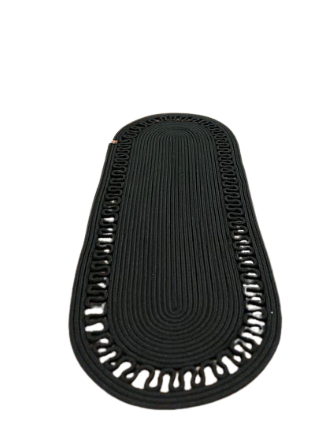 El Örgüsü Jüt Runner Oval Şerit Desenli Masa Sehpa Unite Üstü Dekoratif Örtü (30 X 70 CM)