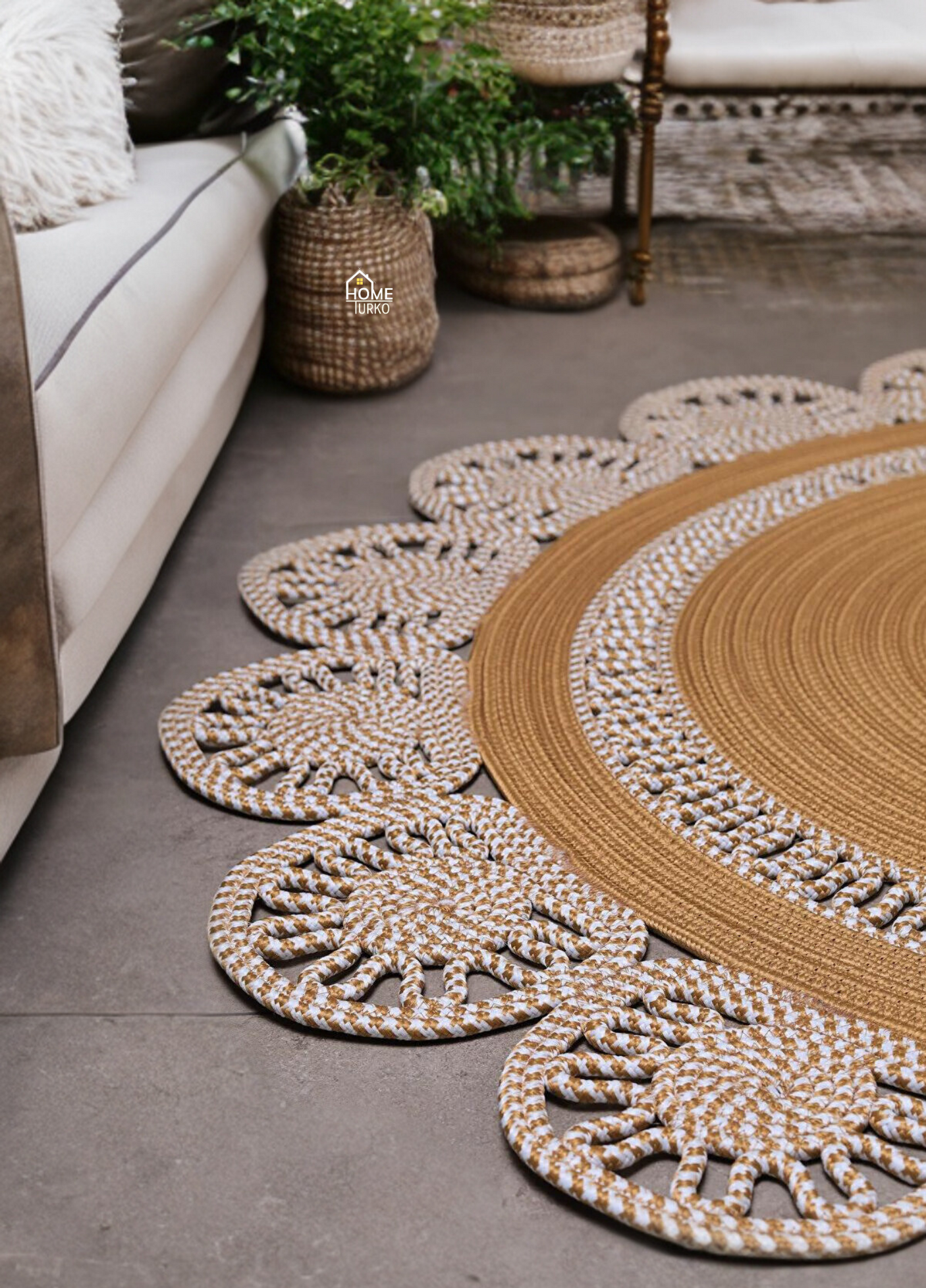 Jute Bohemian Carpet & Rug & Mat