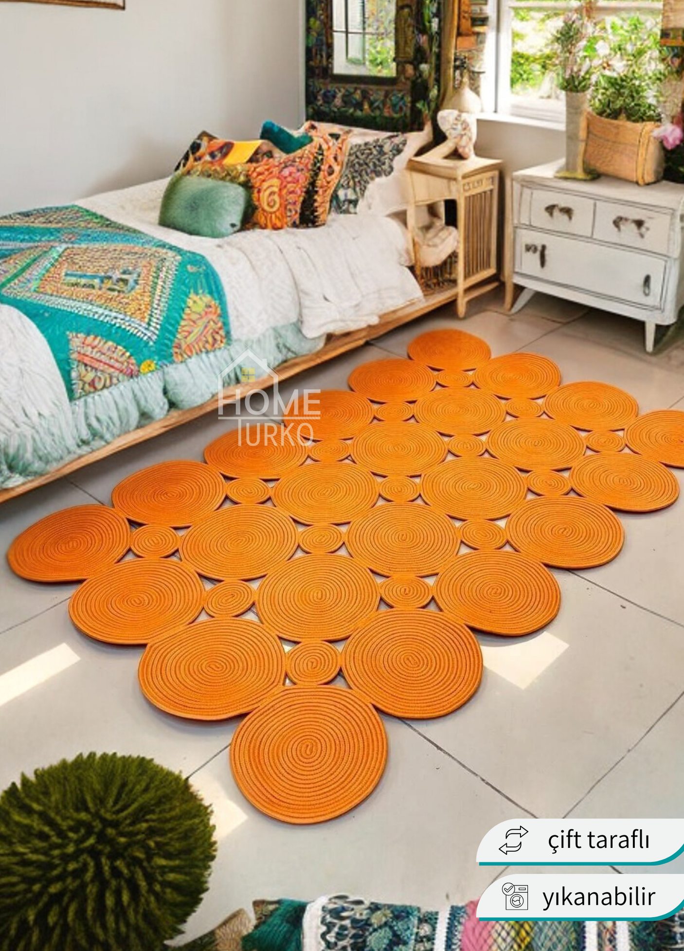 Jute Bohemian Carpet & Rug & Mat