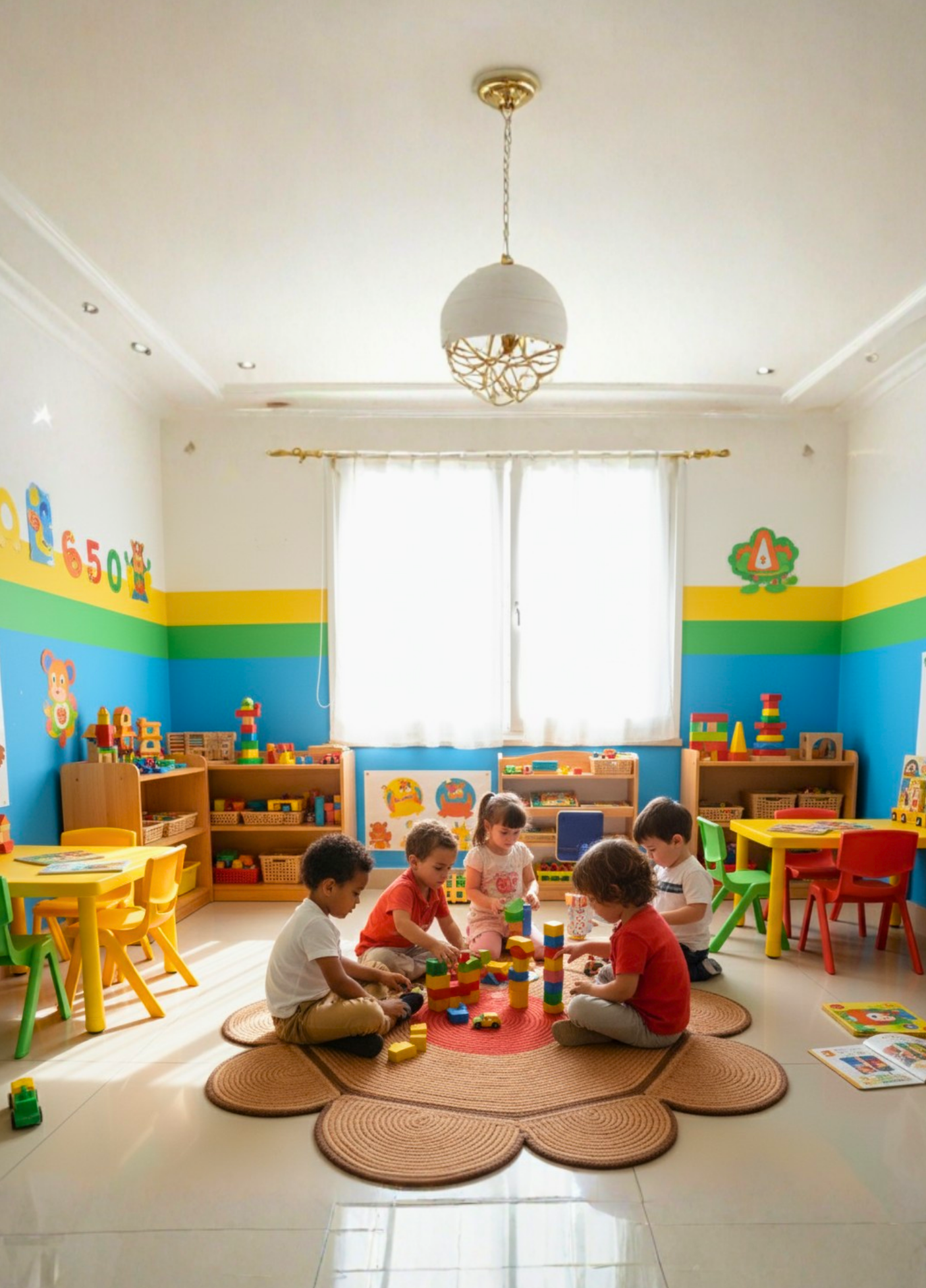 Bloom Children's Room Flower-Shaped Jute Rug Natural Straw Decorative Carpet