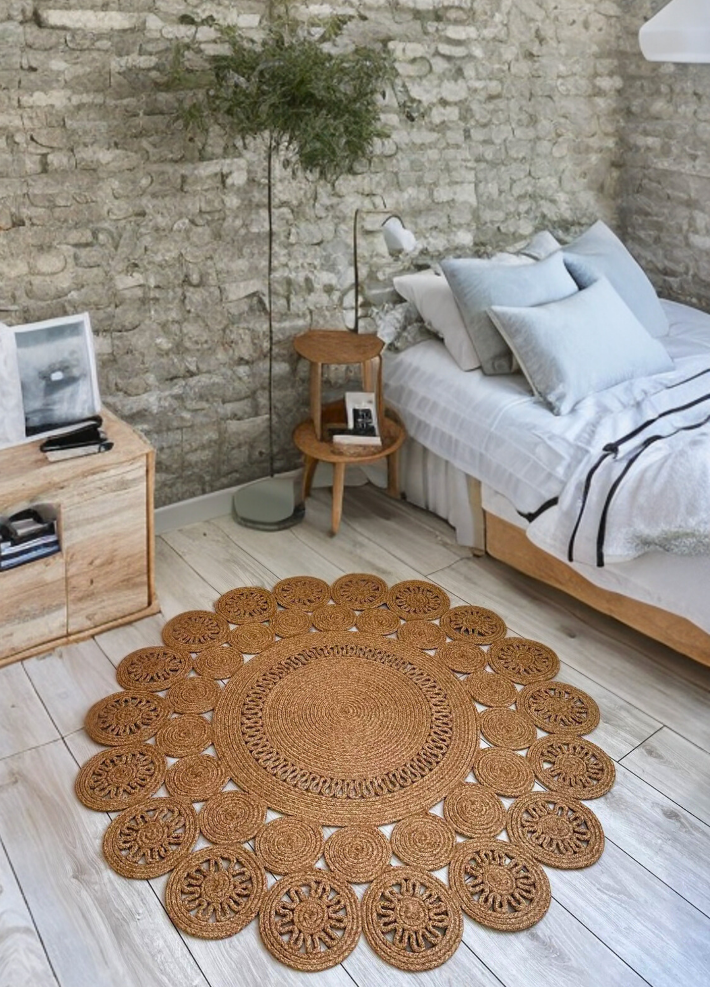 Fituristic Jute Patterned Boho Rug