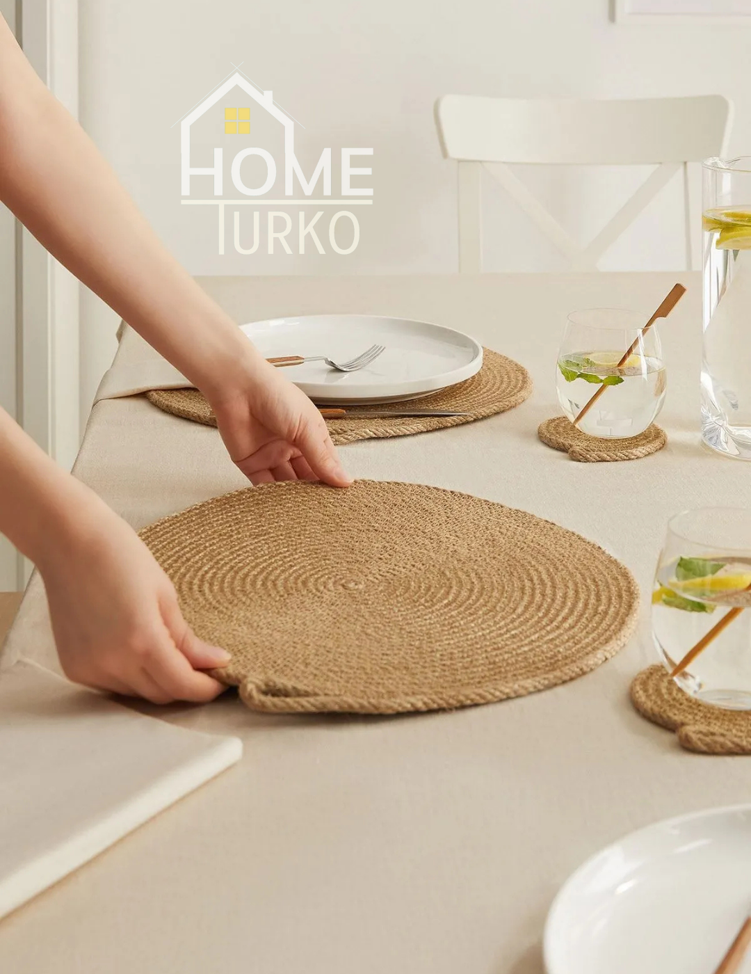 2'li Doğal Jüt Supla / Tabak Altlığı