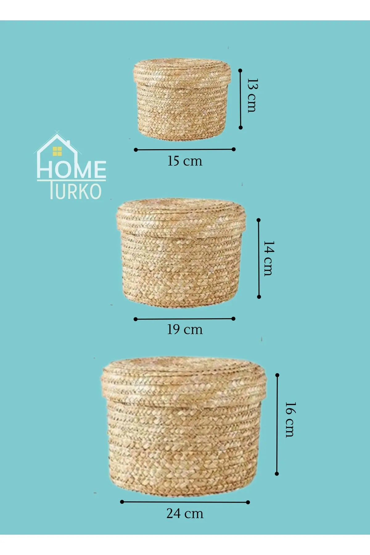 Bohemian Triple Lidded Basket Set