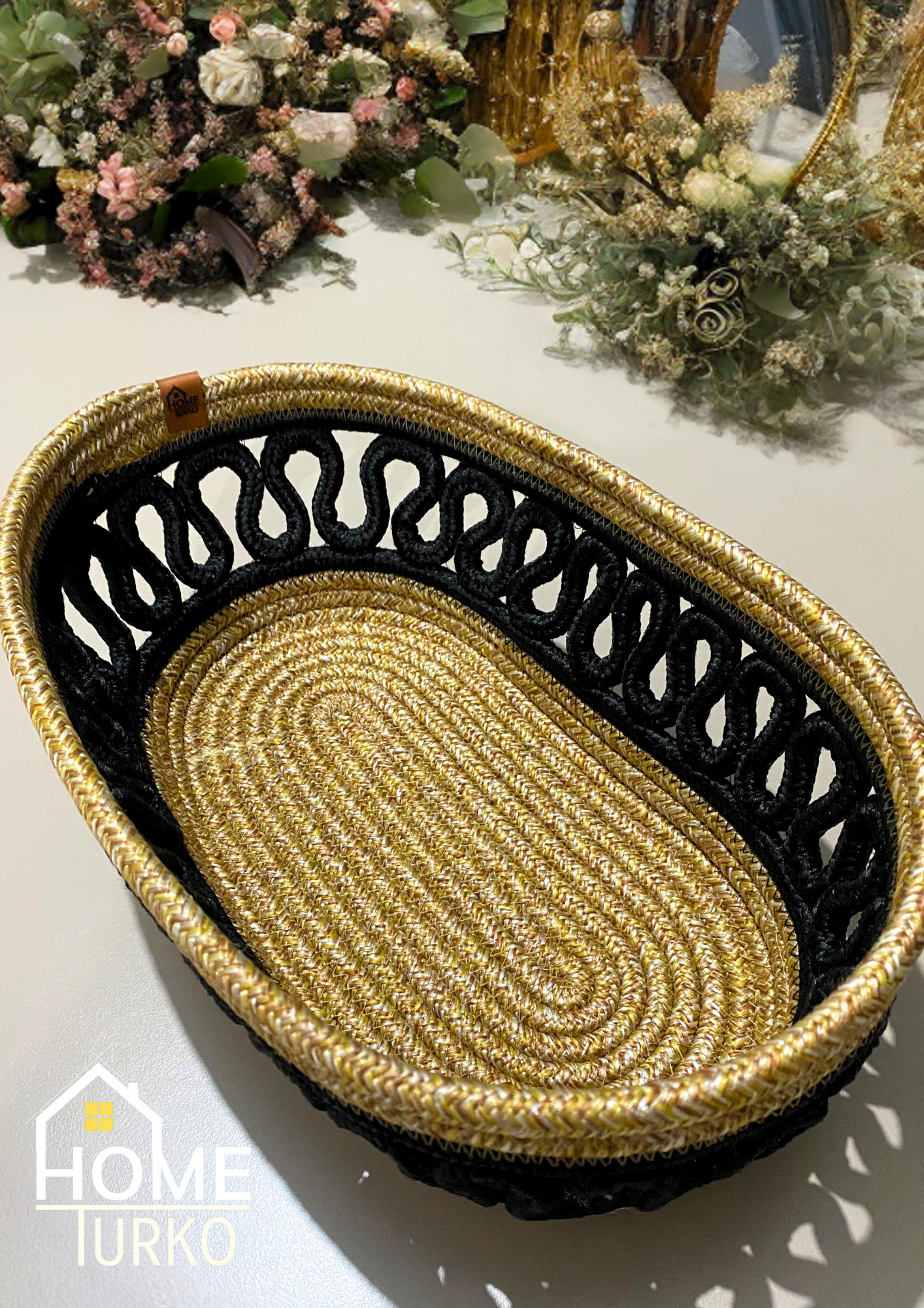 Bohem Dekoratif Oval Sepet Düzenleyici