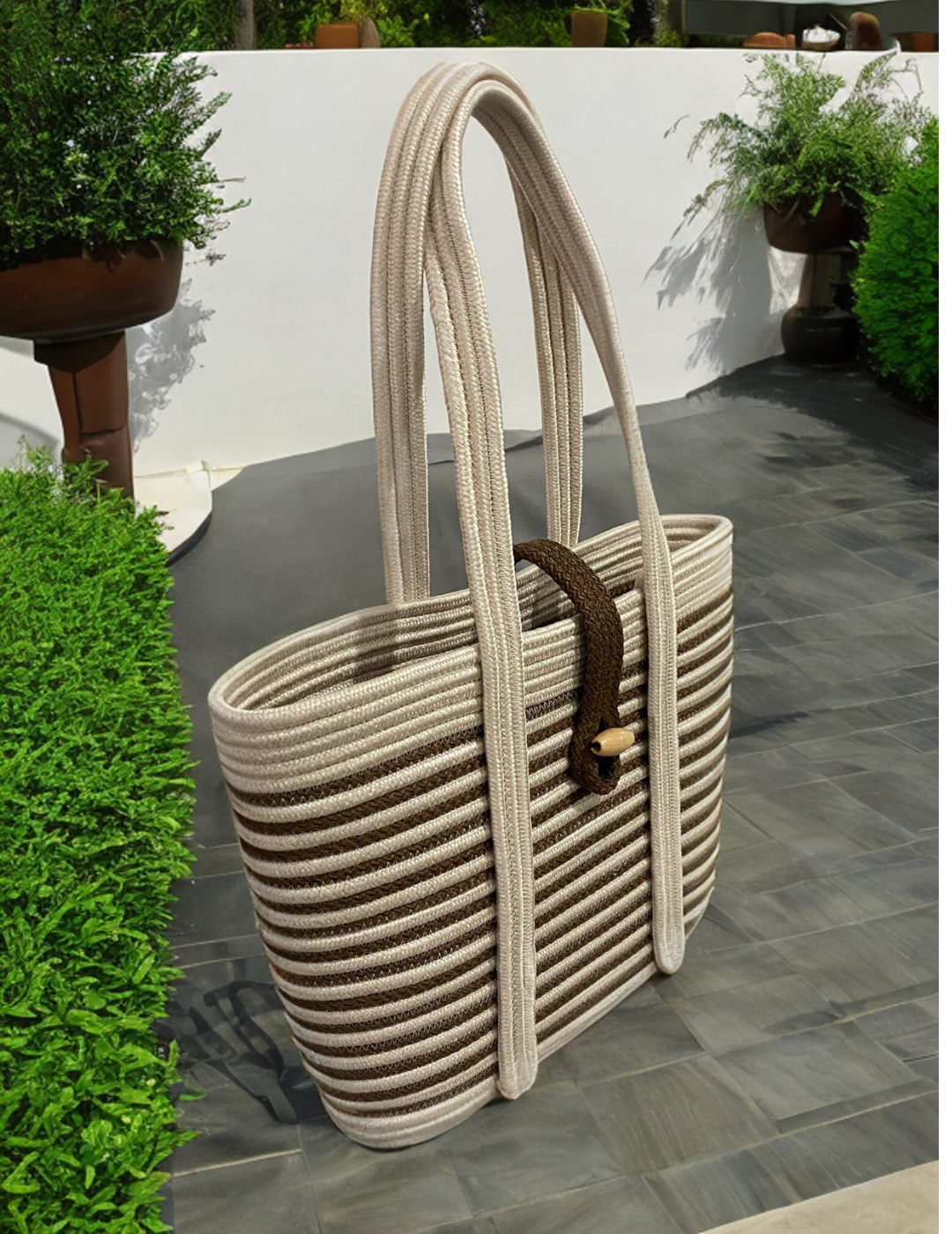 Jute Shoulder Bag Women's Beach Bag