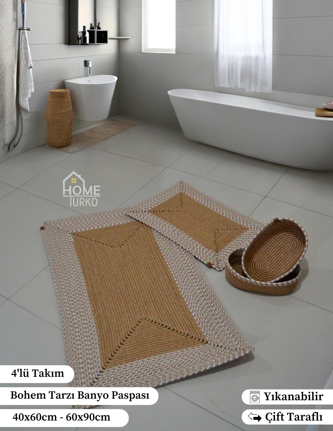 Boho Square Bathroom Mat Set