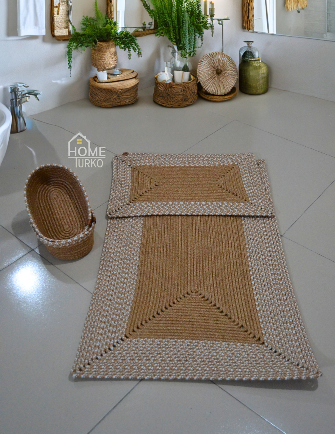Boho Square Bathroom Mat Set