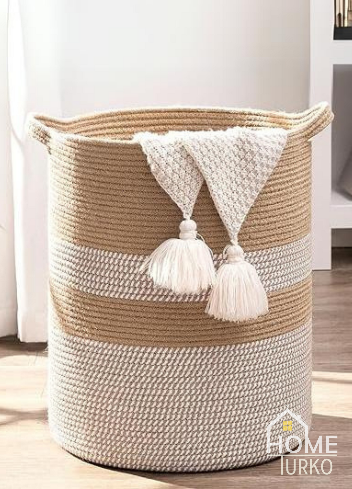 Bohem Kulplu Çamaşır Sepeti / Düzenleyici