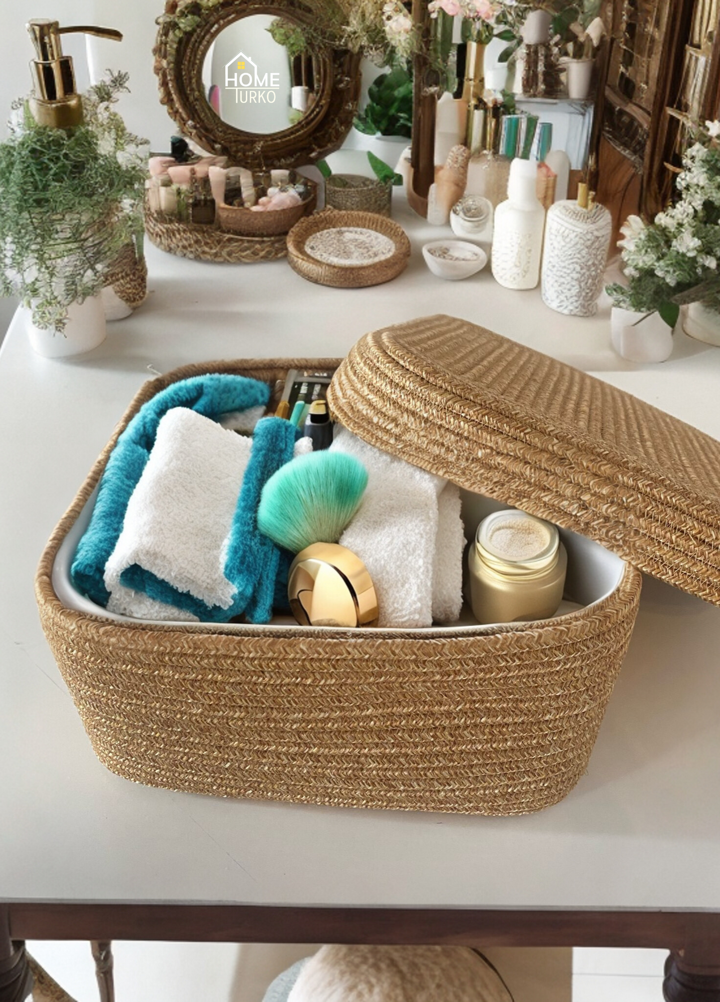 Bohem Kare Kapaklı Sepet / Düzenleyici