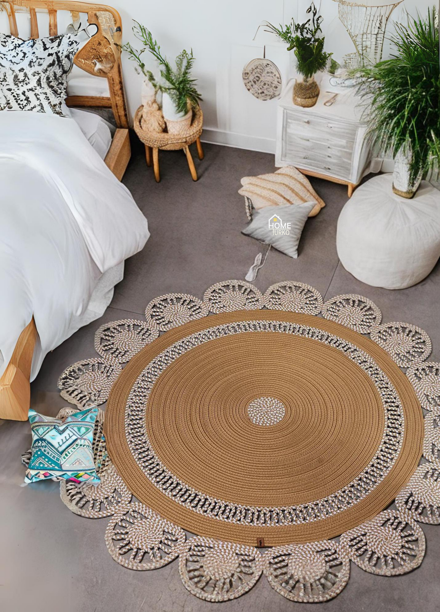Jute Bohemian Carpet & Rug & Mat