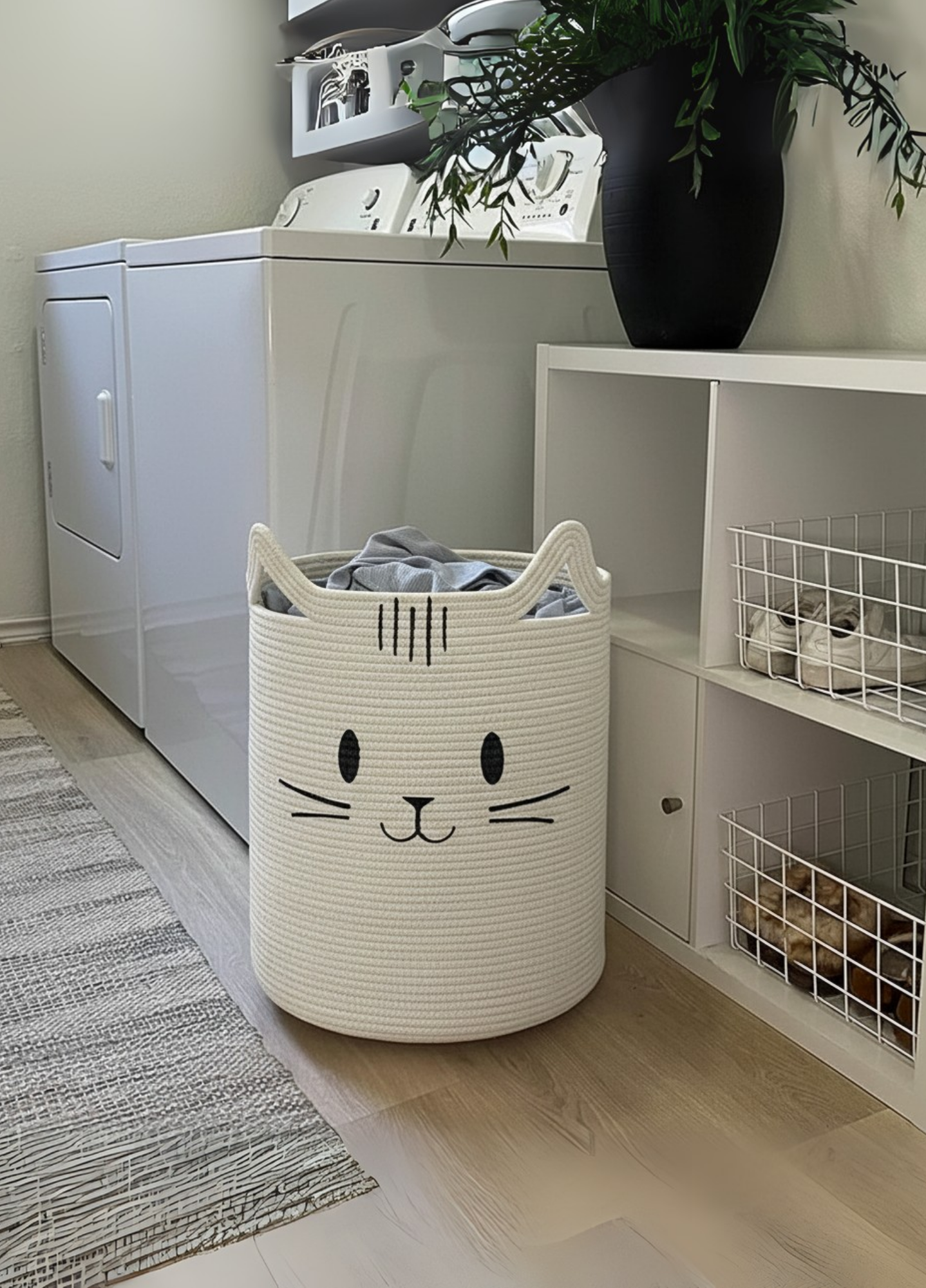 Sevimli Kedi Desenli Çocuk Odası Sepeti