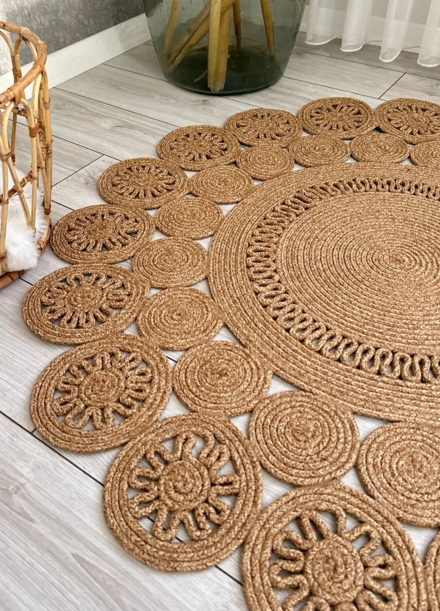Fituristic Jute Patterned Boho Rug
