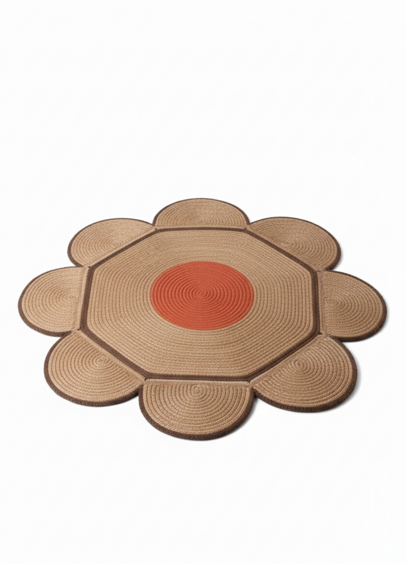 Bloom Children's Room Flower-Shaped Jute Rug Natural Straw Decorative Carpet