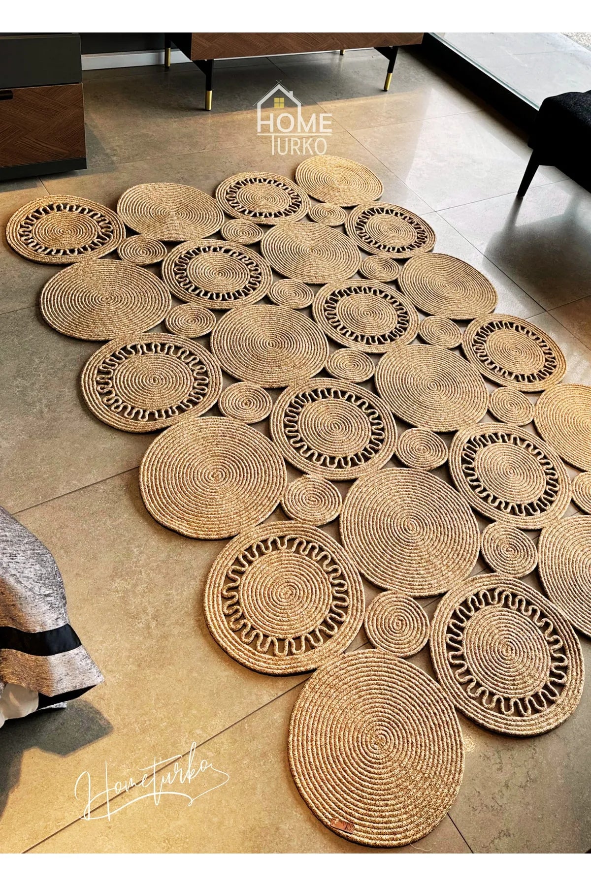 Bohemian Jute Patterned Carpet & Rug