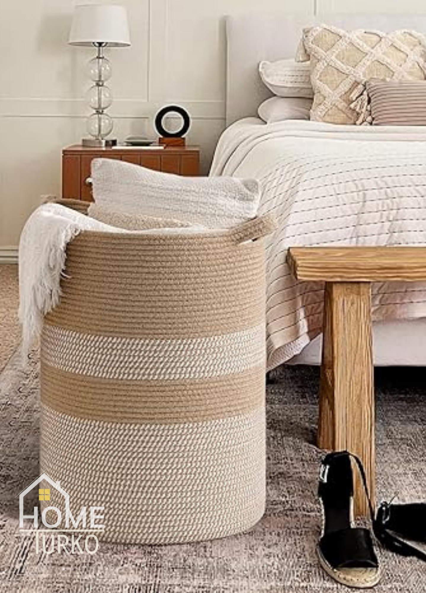 Bohem Kulplu Çamaşır Sepeti / Düzenleyici