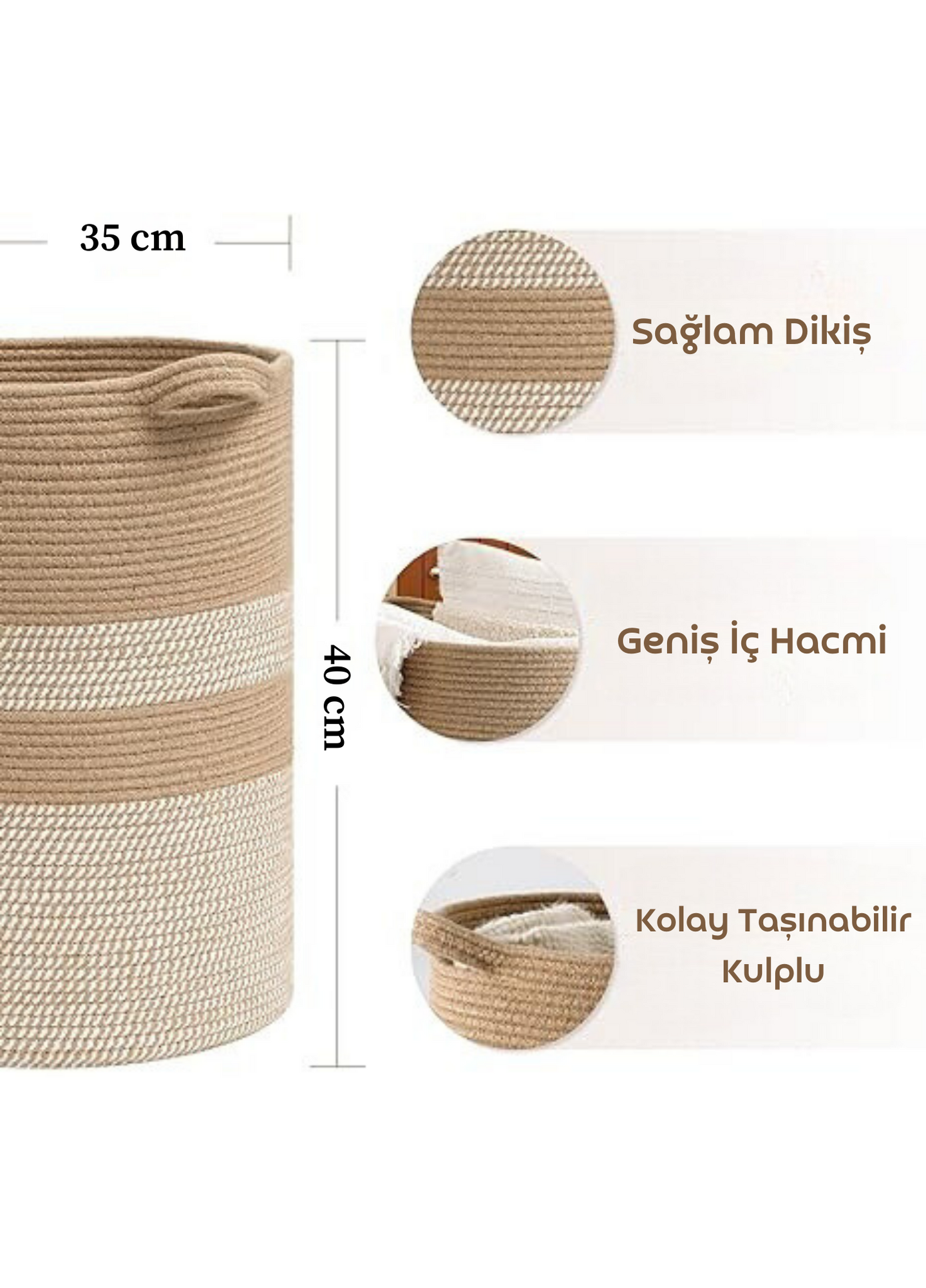 Bohem Kulplu Çamaşır Sepeti / Düzenleyici